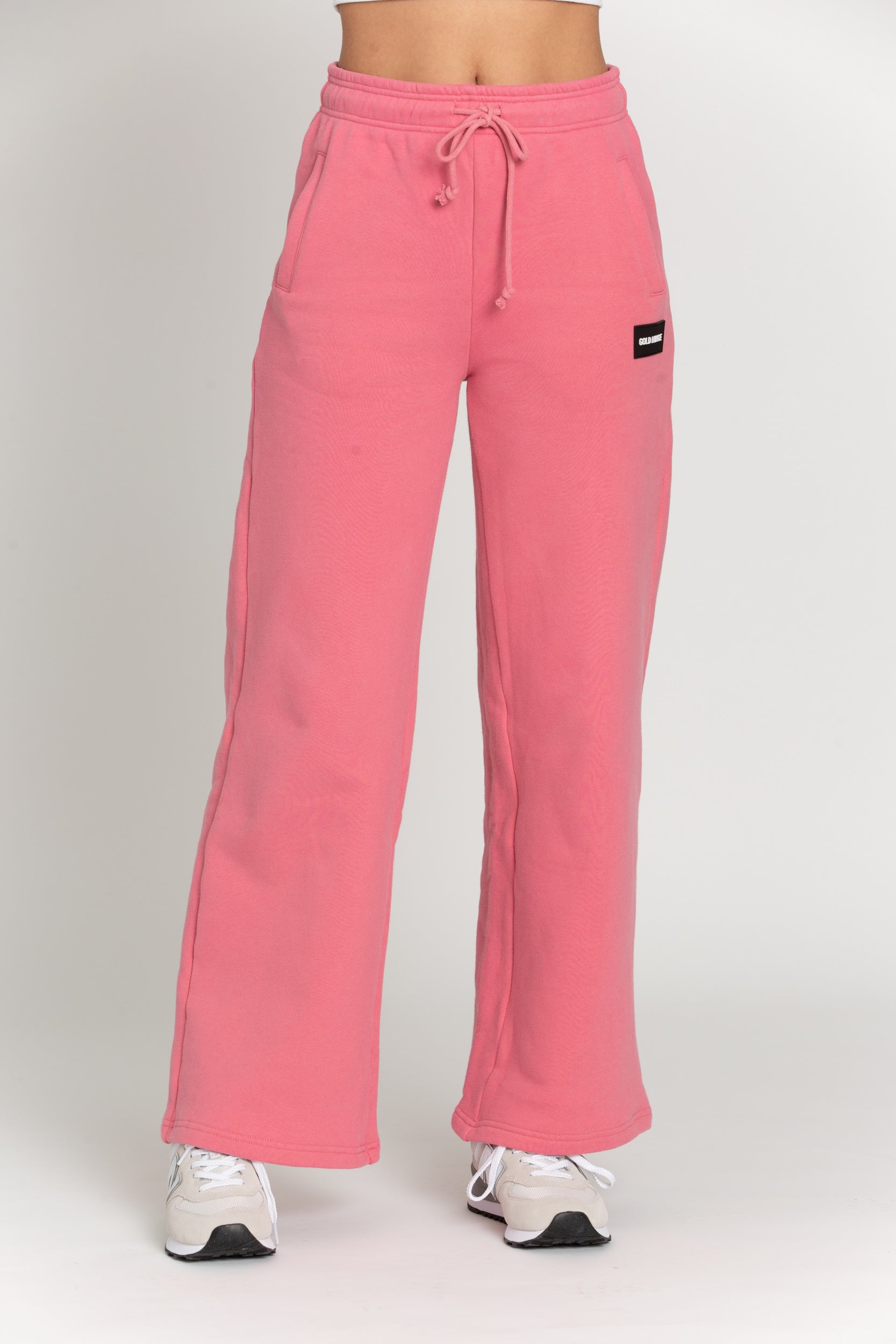 Stylish Pink Velour Flare Sweatpants