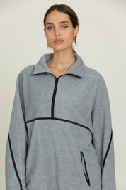 Heather Grey Minimalistic Half-Zip Pullover