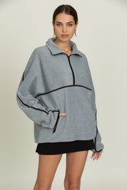 Heather Grey Minimalistic Half-Zip Pullover