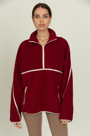 Maroon Minimalistic Half-Zip Pullover