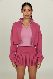 Raspberry Cinched Zip-Up Jacket