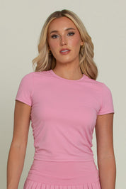 True Pink Side Ruched Short Sleeve Top