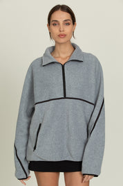 Heather Grey Minimalistic Half-Zip Pullover