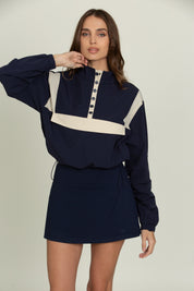 Vintage Navy MotionCloud A-Line Skirt