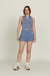 Dusty Blue Pleated Tennis Skirt