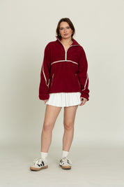 Maroon Minimalistic Half-Zip Pullover