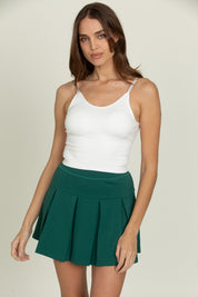 Pine Wide Pleat Tennis Skirt