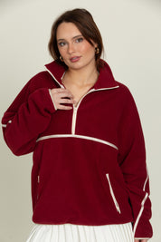 Maroon Minimalistic Half-Zip Pullover