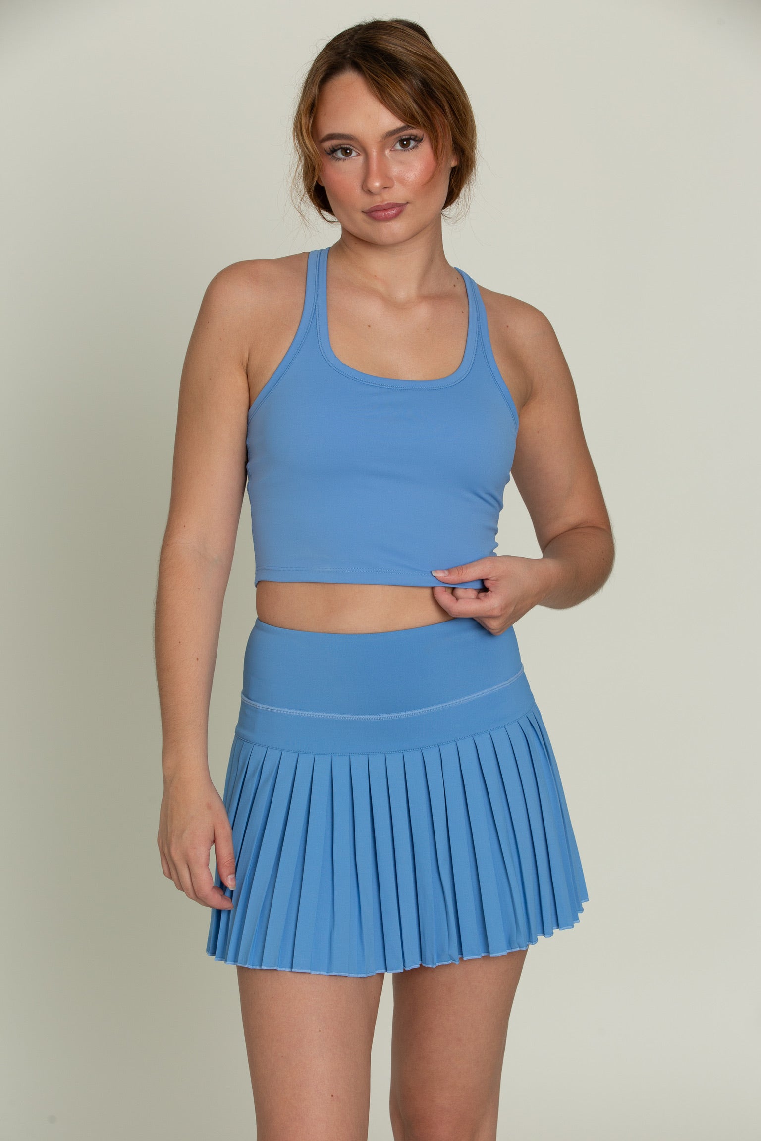 Marina Blue Racerback Crop Tank