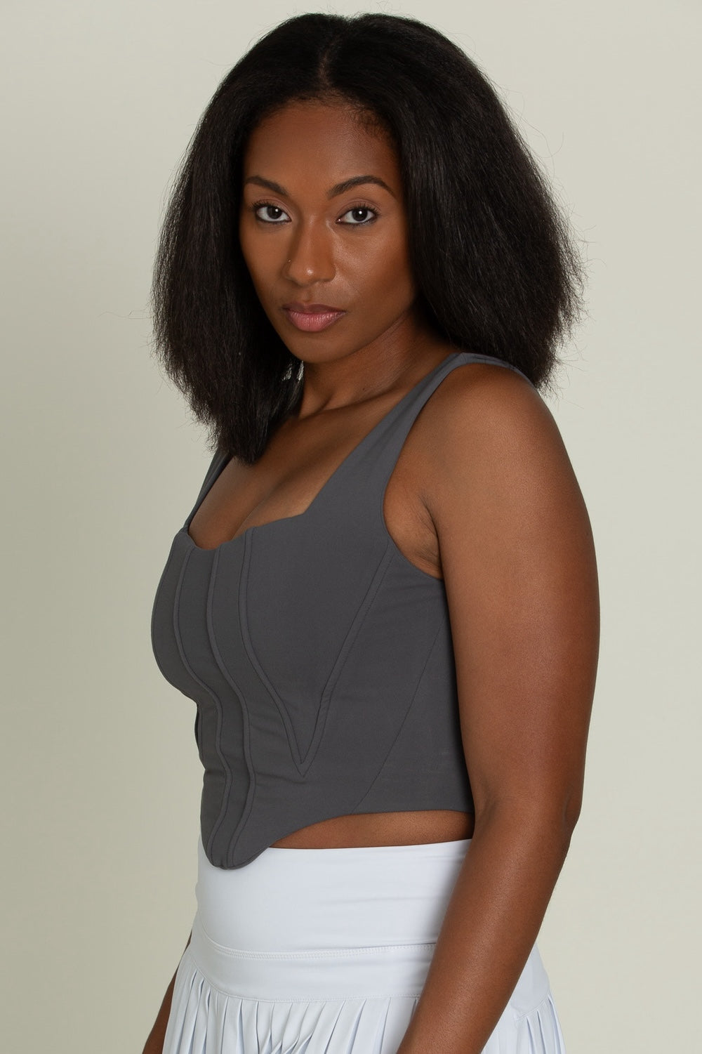 Charcoal Grey Corset Tank Top