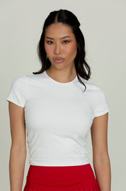 White Side Ruched Short Sleeve Top