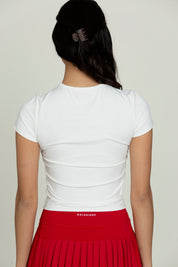 White Side Ruched Short Sleeve Top