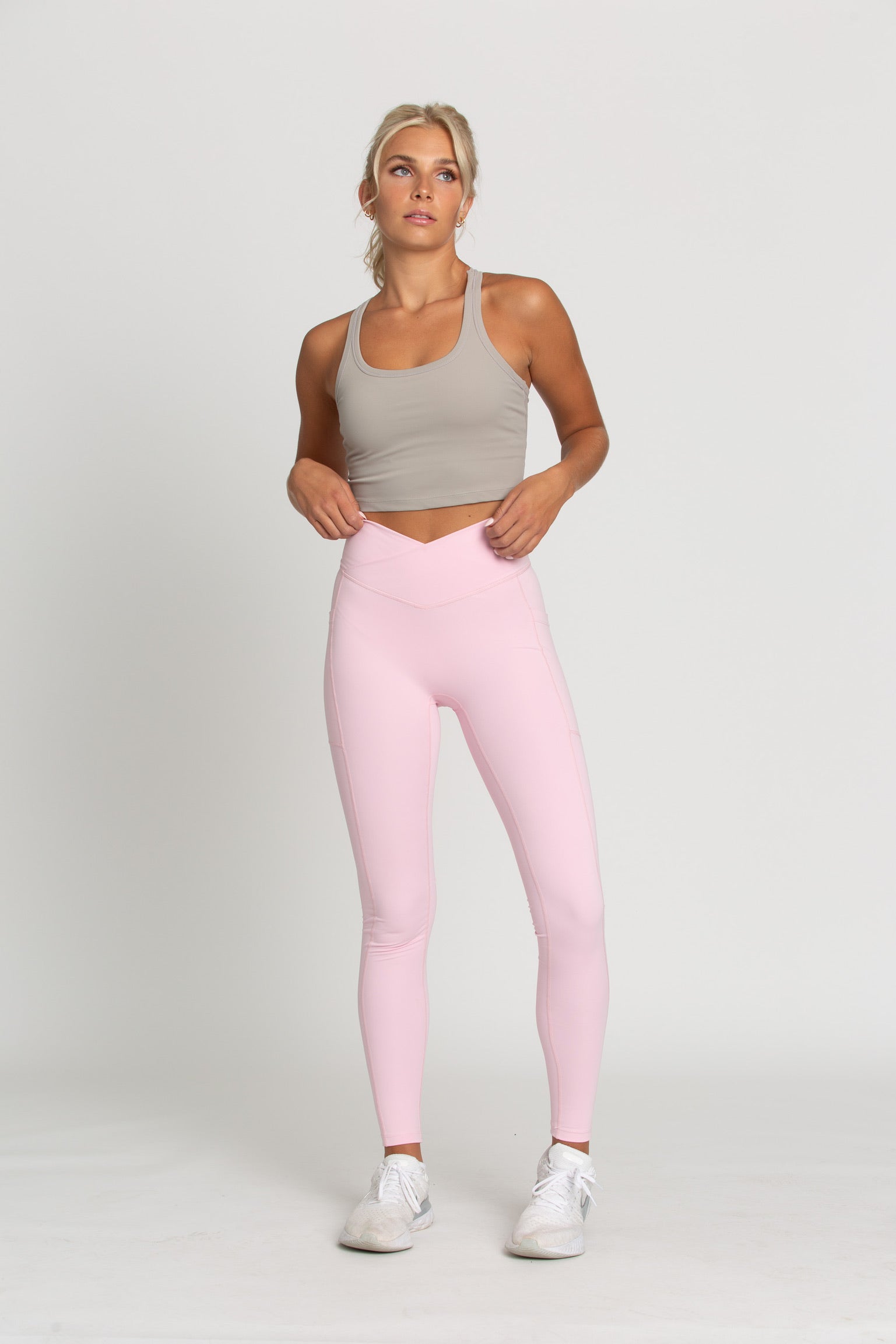 Women's Pink Crossover Leggings - Activewear & Leggings