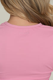 True Pink Side Ruched Short Sleeve Top