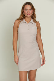 Khaki Sleeveless Polo Dress