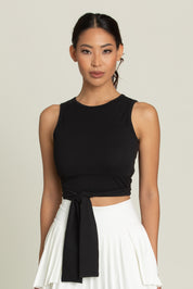 Black Tie Wrap Around Yoga Top