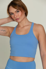 Marina Blue Racerback Crop Tank