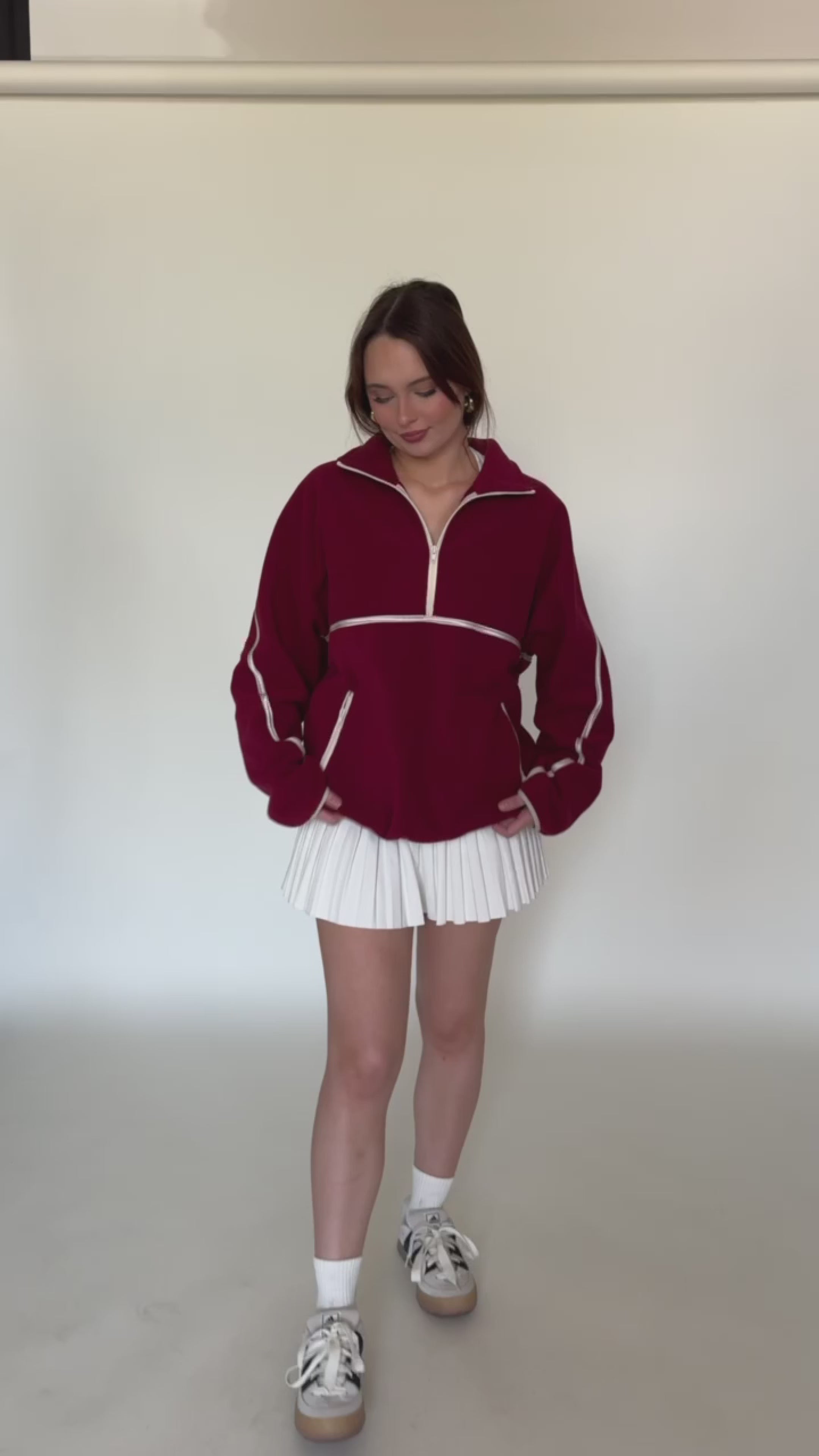 Maroon Minimalistic Half-Zip Pullover