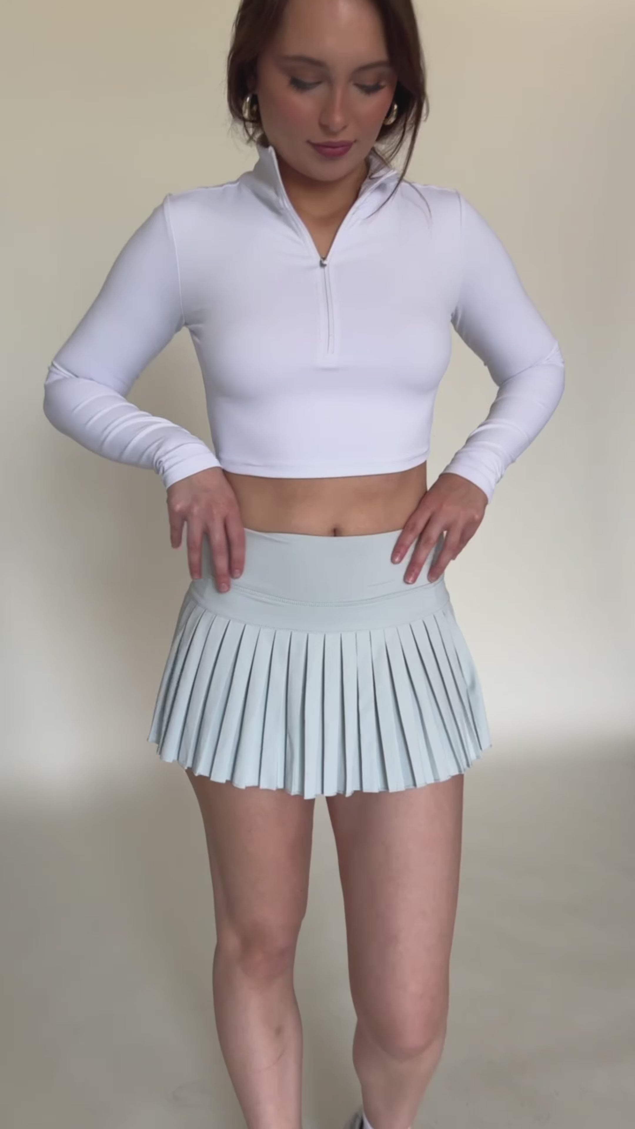 Ice Blue Pleated Tennis Skirt