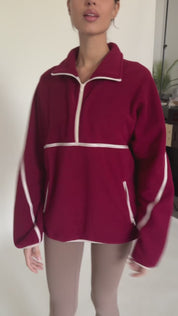 Maroon Minimalistic Half-Zip Pullover